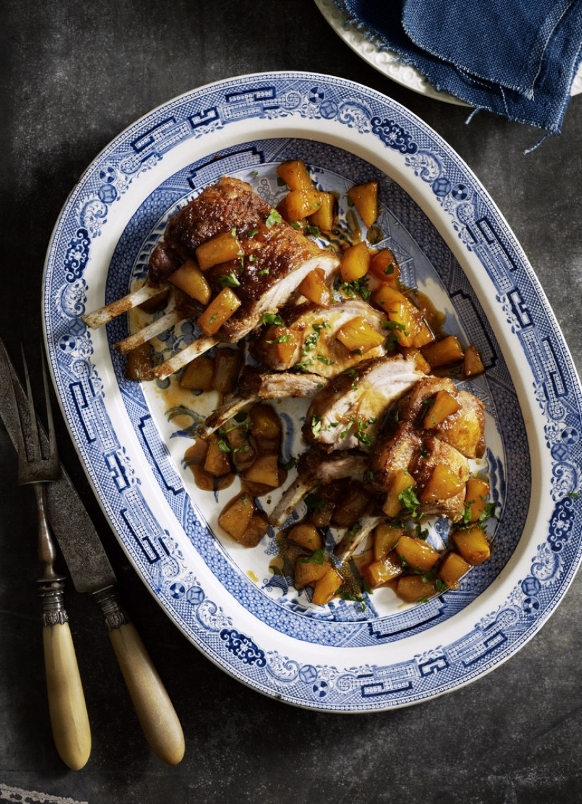 Roasted Sweet and Sour Rack of Pork with Sticky Pineapple and Ginger