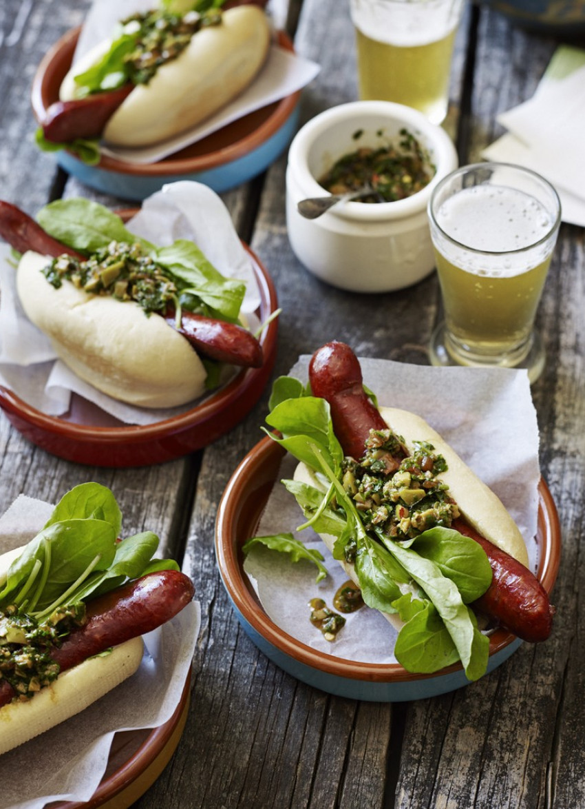 Chorizo Sausage and Green Olive Chimichurri Rolls 