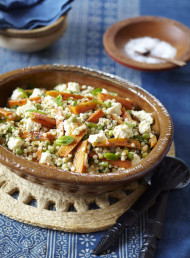 Roasted Carrot and Israeli Couscous Salad with a Sultana and Caper Dressing