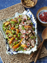 Pearl Barley, Fresh Apricot and Grilled Pork Salad with 5-Spice Vinaigrette
