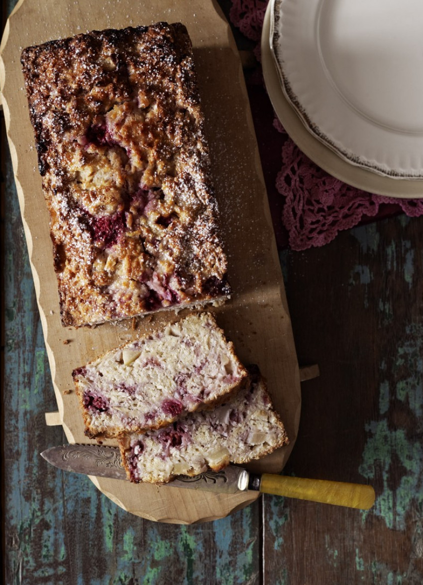 Pear, Raspberry and Coconut Loaf