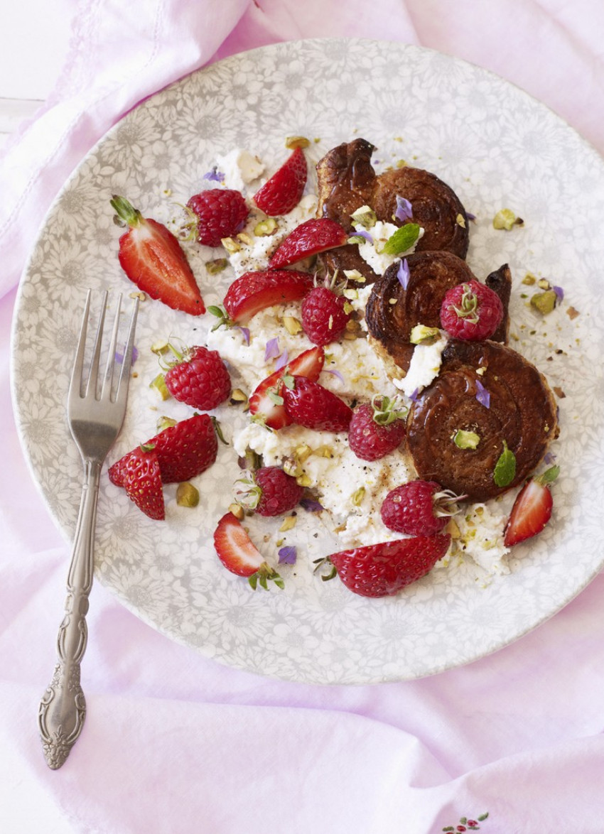 Spiced Sugar Palmiers with Lemon Ricotta and Berries