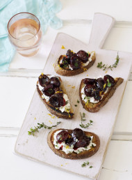 Roasted Cherry, Thyme and Goats Cheese Bruschetta