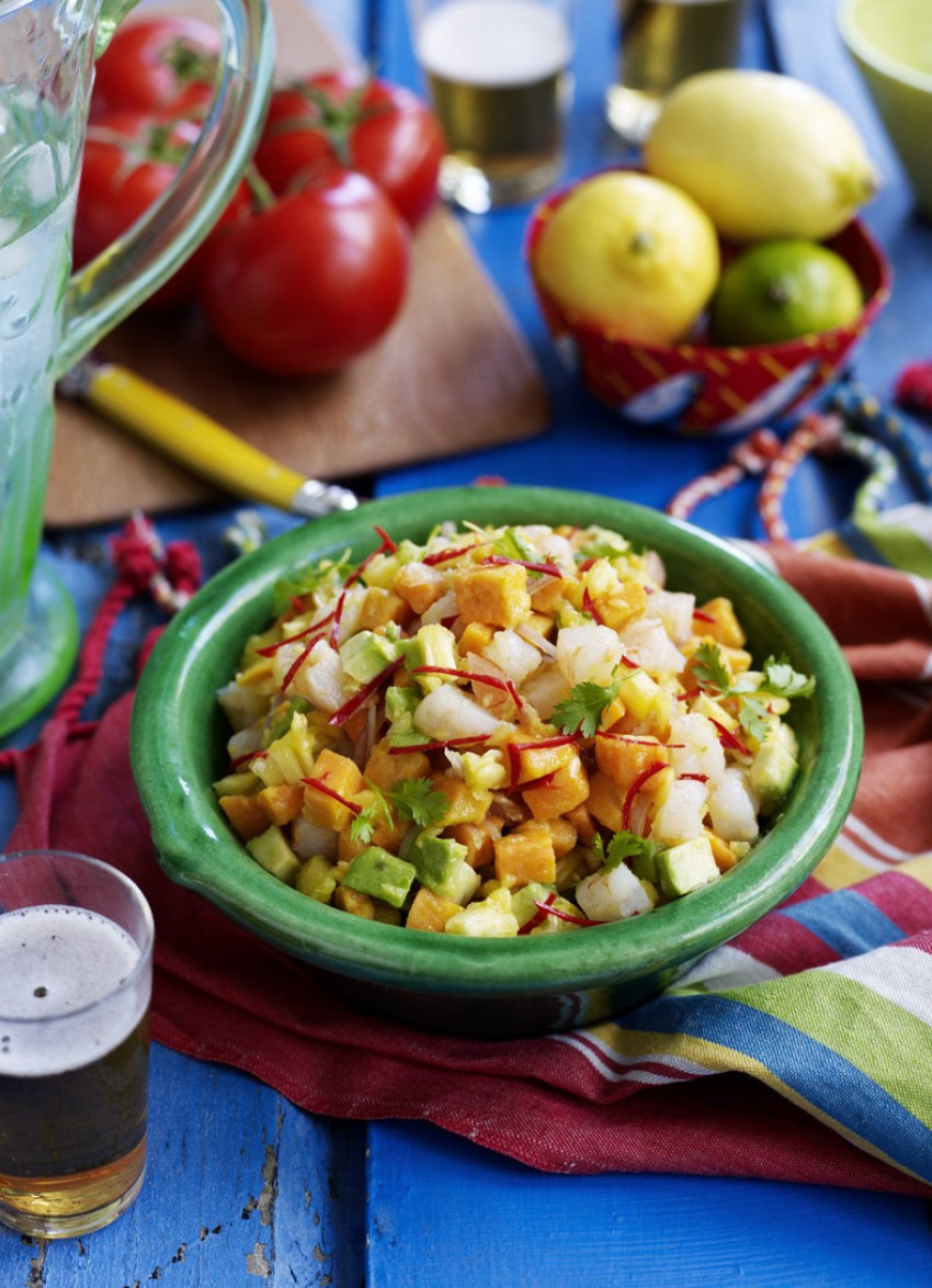 Prawn, Kumara and Avocado Salsa with Pineapple Dressing