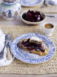 Chocolate French Toast with Roasted Plums and Mascarpone