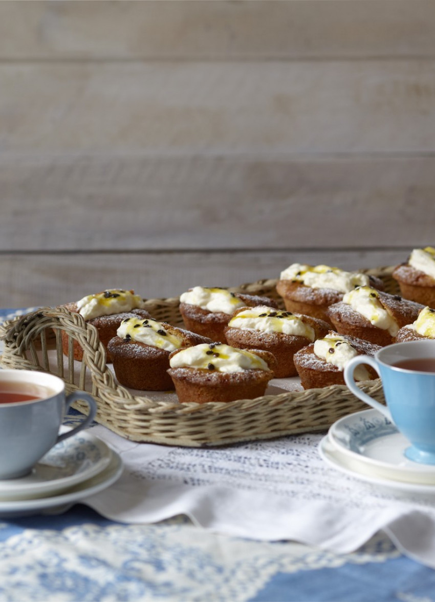 Lemon Victoria Sponge Cakes with Passionfruit Cream