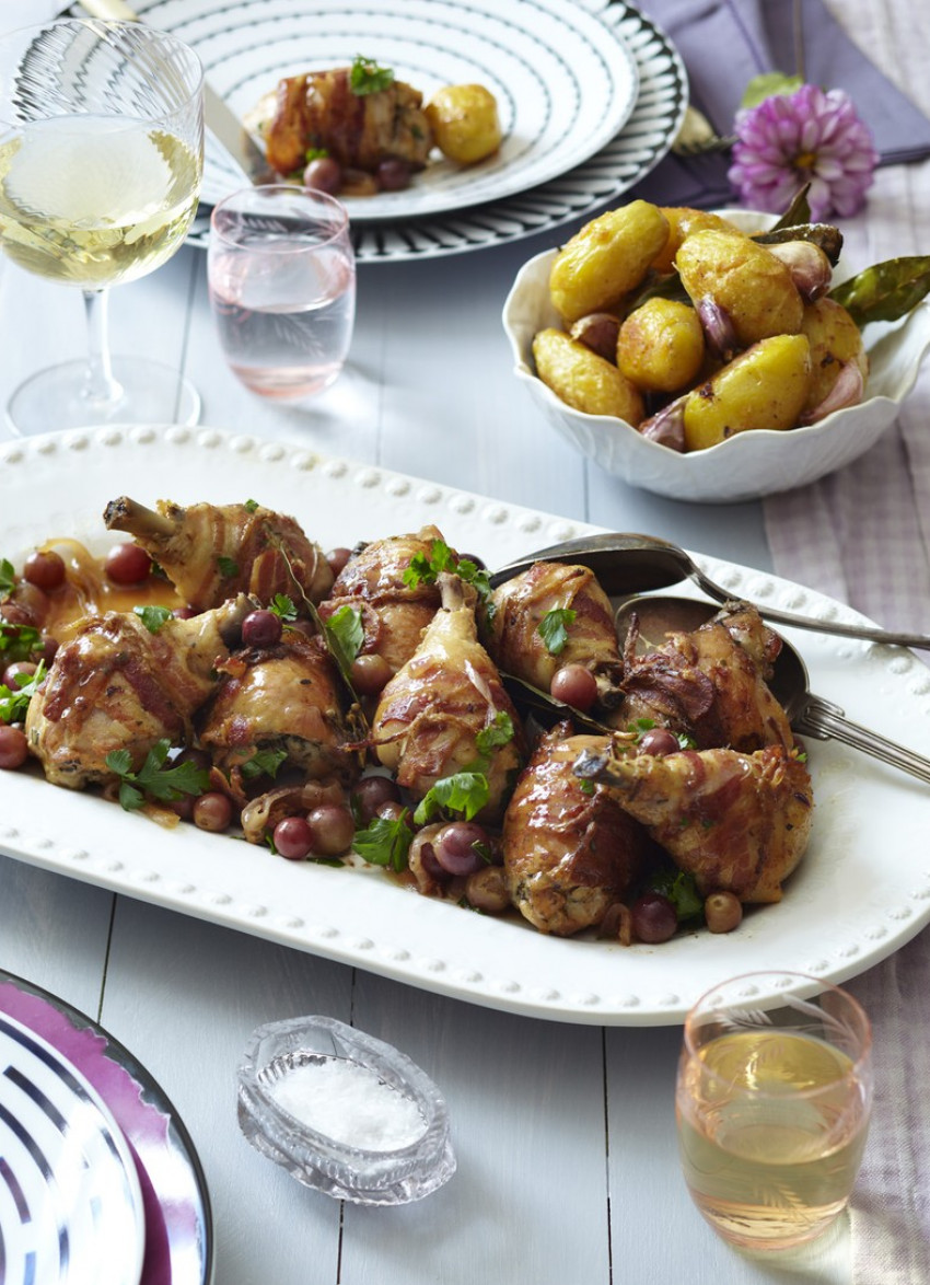 Roast Chicken with Grapes and Thyme