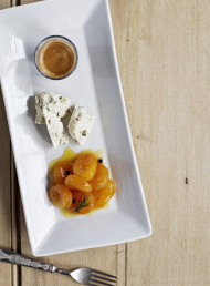 Poached Apricots with Rosemary and Peppercorn Syrup