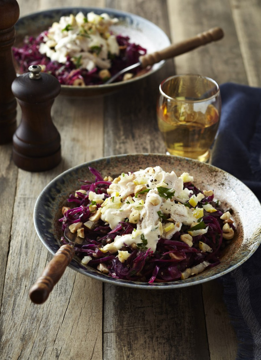 Poached Chicken, Puy Lentil and Warm Red Cabbage Salad