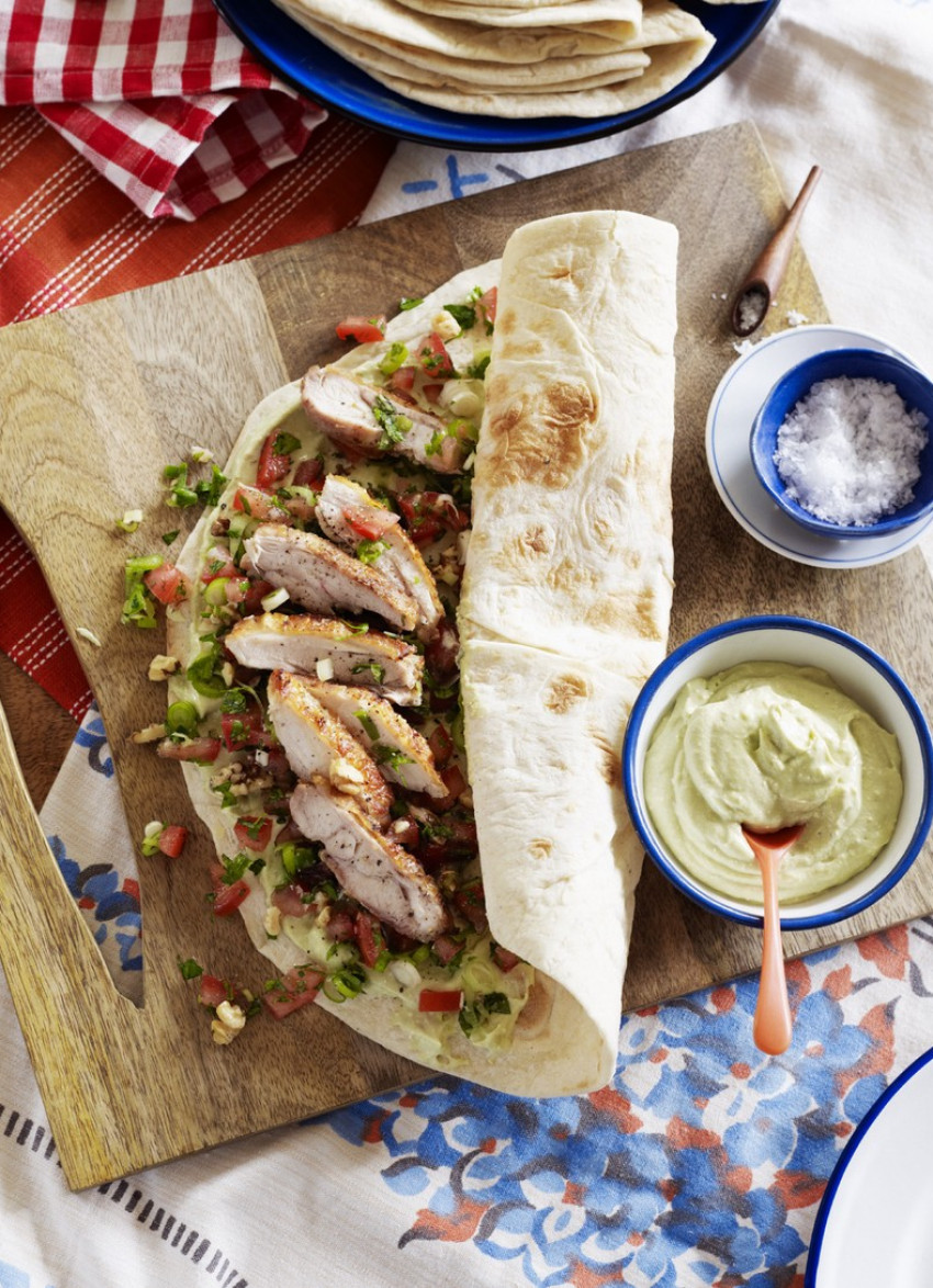 Chicken Shawarma with Whipped Feta, Lemon and Avocado