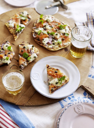 Grilled Pizza with Smoked Salmon, Capers and Mascarpone