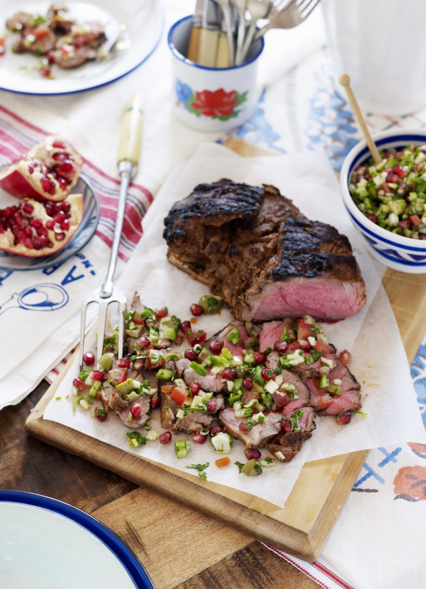Barbecued Shoulder of Lamb with Chopped Turkish Salad