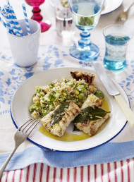 Grilled Fish with Broad Bean and Herb Tabbouleh 