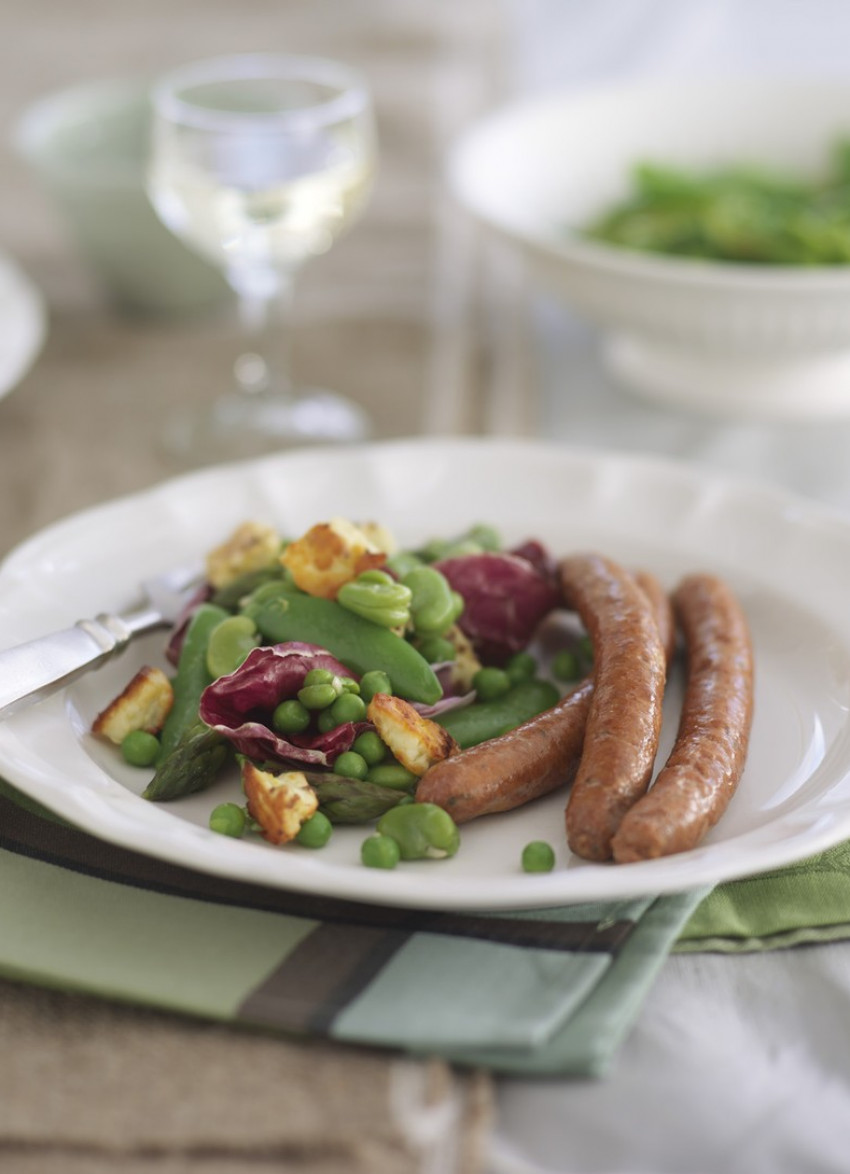 Spring Greens with Roasted Mustard Haloumi 