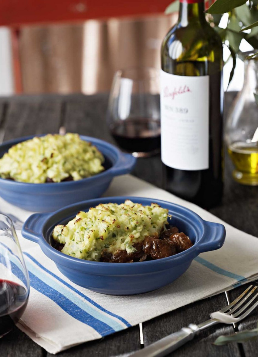 Braised Lamb Pie with Red Wine and Colcannon