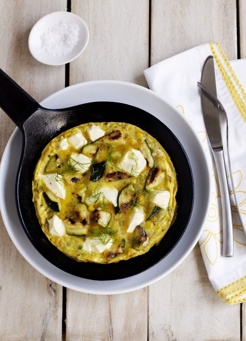 Zucchini, Sweetcorn and Goat's Cheese Frittata