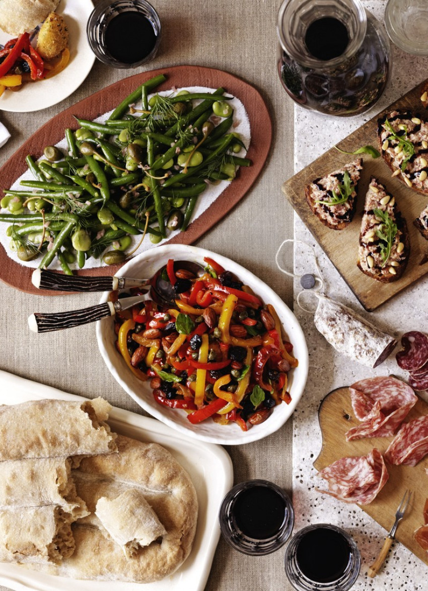 Capsicums with Almonds, Capers and Raisins