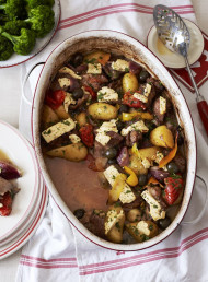 Lamb Braised with Potatoes, Tomatoes and Feta
