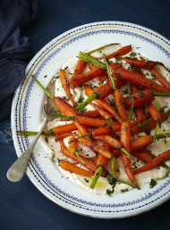 Glazed Carrots with White Bean and Feta Pure