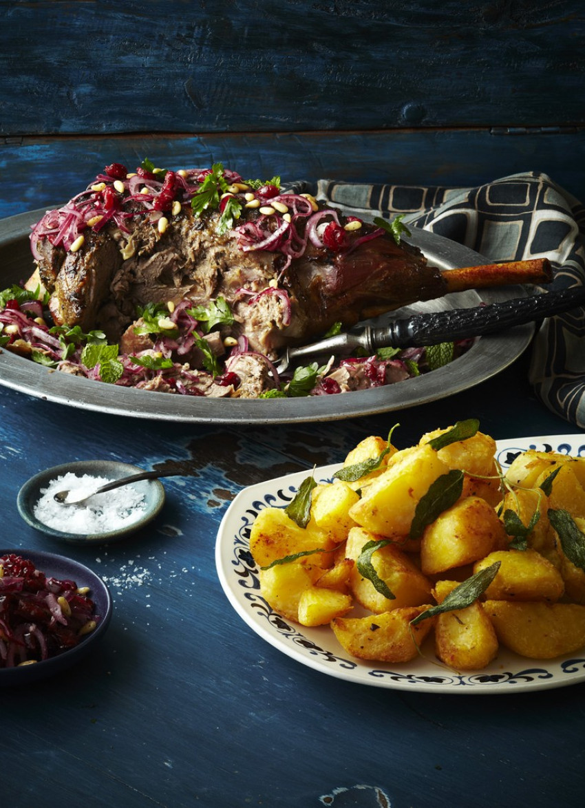 Roasted Leg of Lamb with Sumac and Red Onion Salad