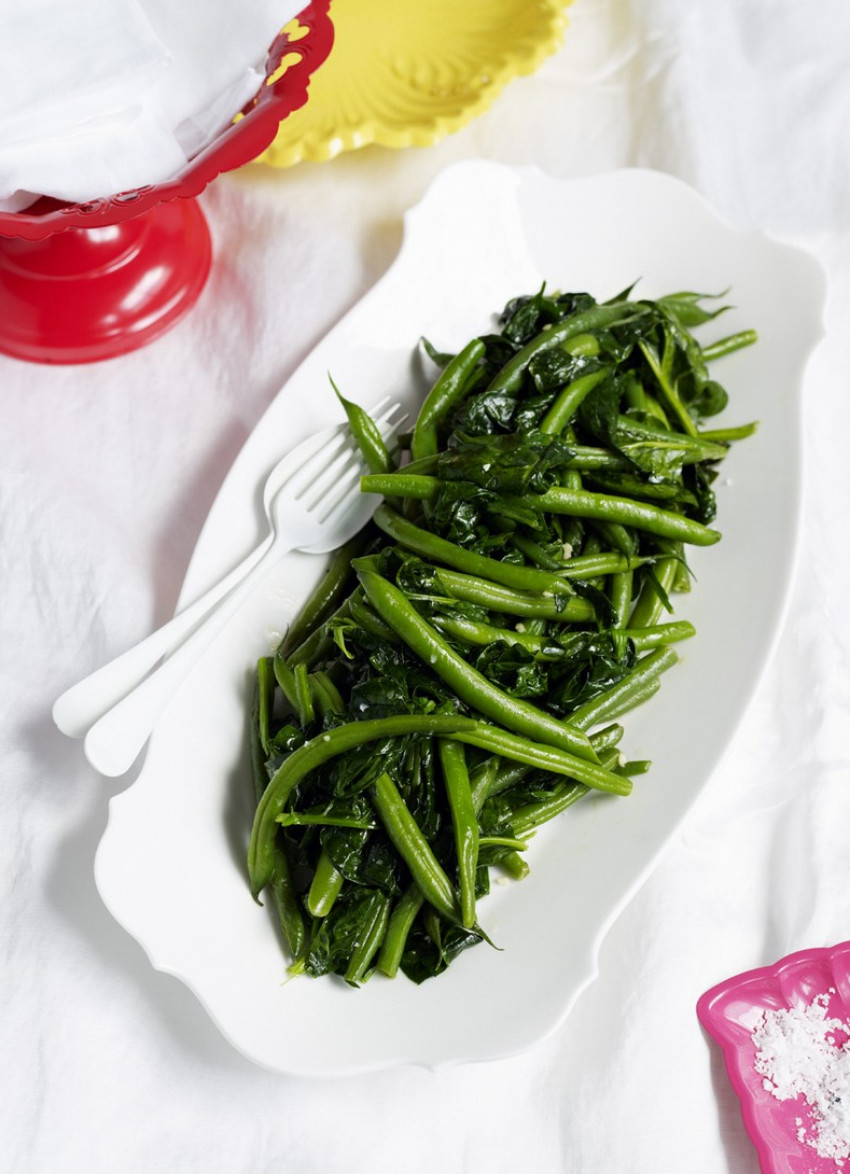 Green Beans with Spinach, Lemon and Garlic