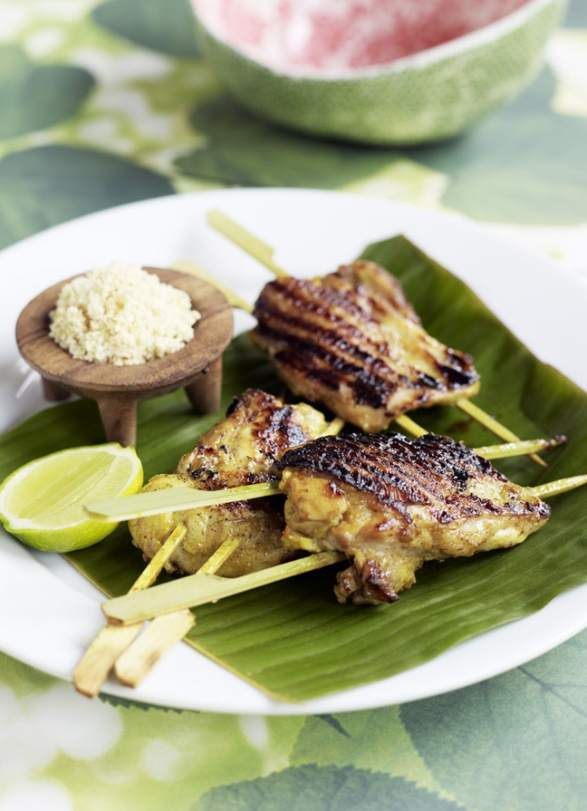 Chicken Kebabs with Coconut and Lime Sambal