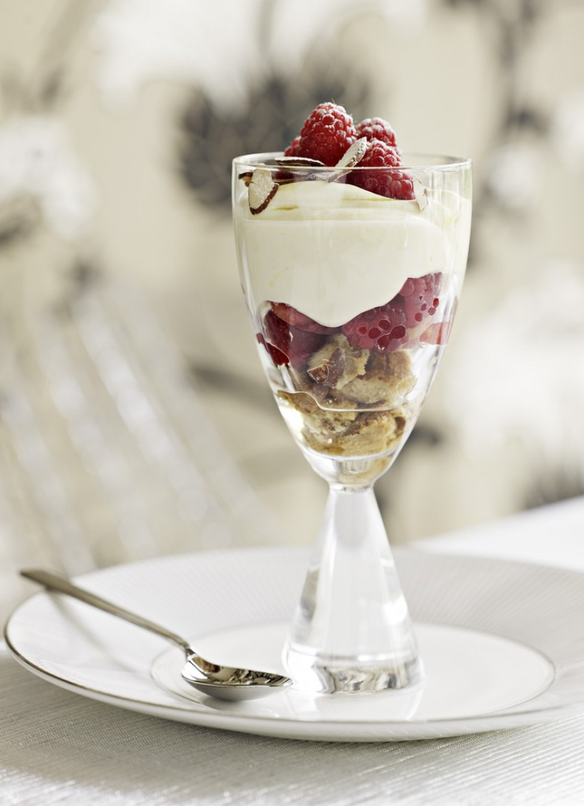 Raspberry, White Nectarine, Lemon Curd and Limoncello Parfaits