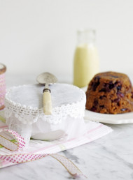 Fig and Sour Cherry Christmas Puddings with Crème Anglaise