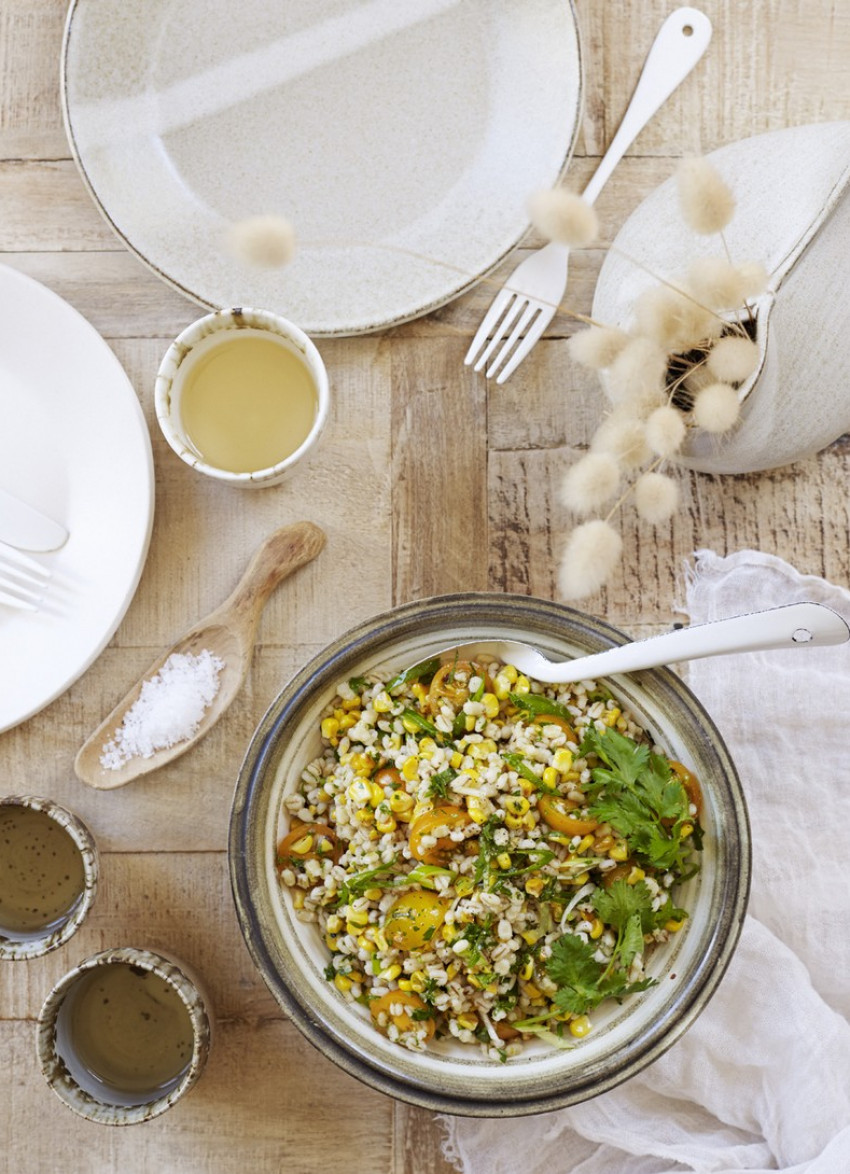 Sweetcorn, Yellow Tomato and Pearl Barley Salad 