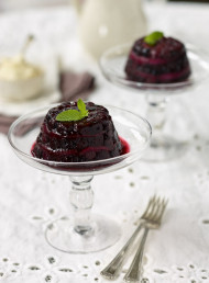 Blueberry and Mint Summer Puddings with Mint Cream