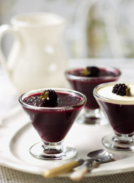 Chilled Blackberry, Red Wine and Pearl Tapioca Puddings