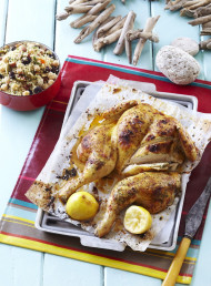 Butterflied Chicken with Harissa and Feta