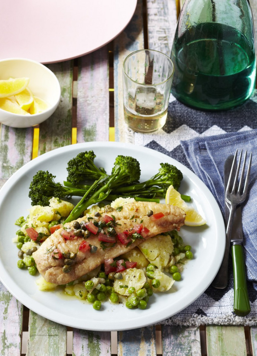 Market Fish with Crushed Potatoes, Peas and Mint 