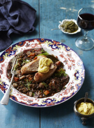 Pork Sausages with Puy Lentil and Bacon Ragout