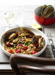 Mussels with Spiced Israeli Couscous