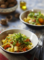Papardelle with Walnut Pesto and Roasted Pumpkin 