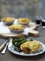 Beef and Caramelised Shallot Pies with Cauliflower Tops
