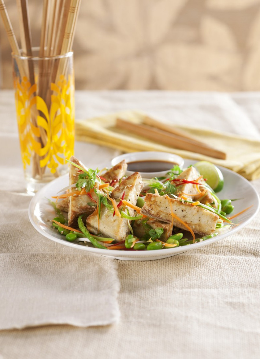 Crisp Tofu with a Ginger, Sesame and Chilli Dressing