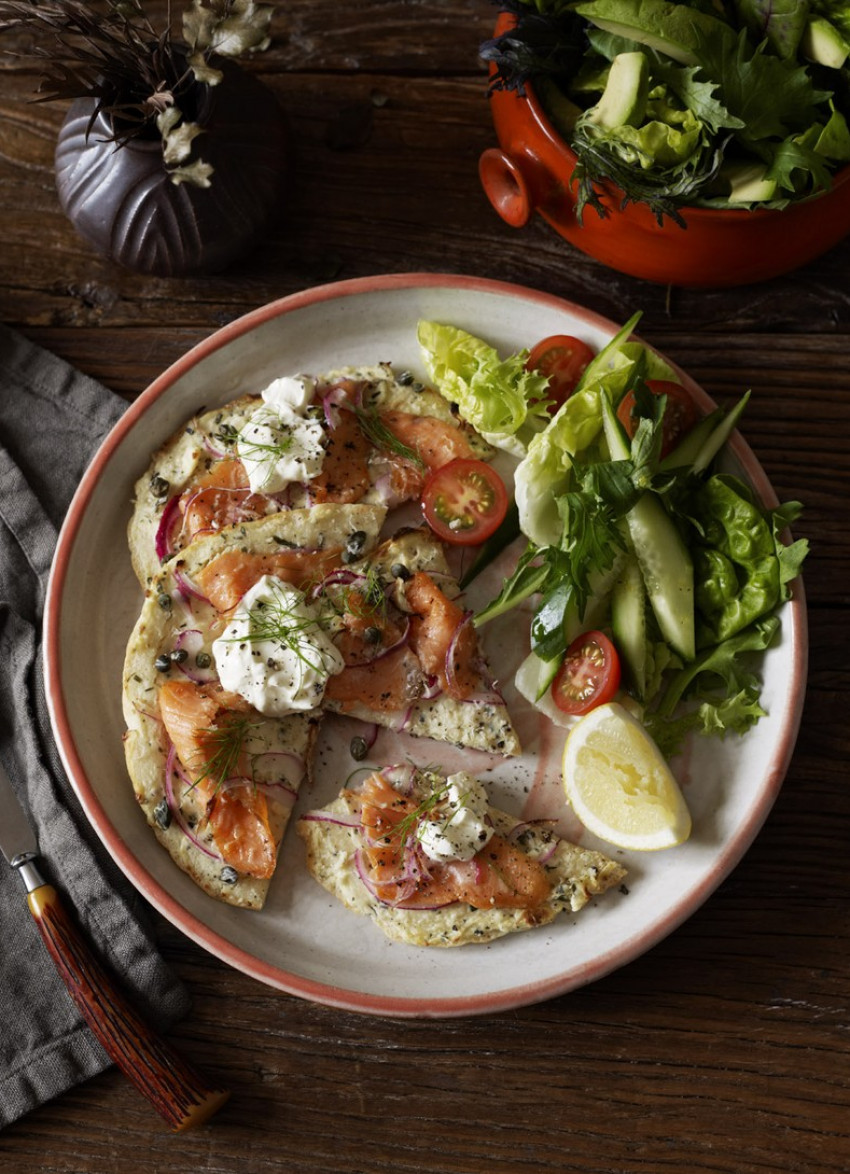 Smoked Salmon, Avocado and Caper Flatbreads 