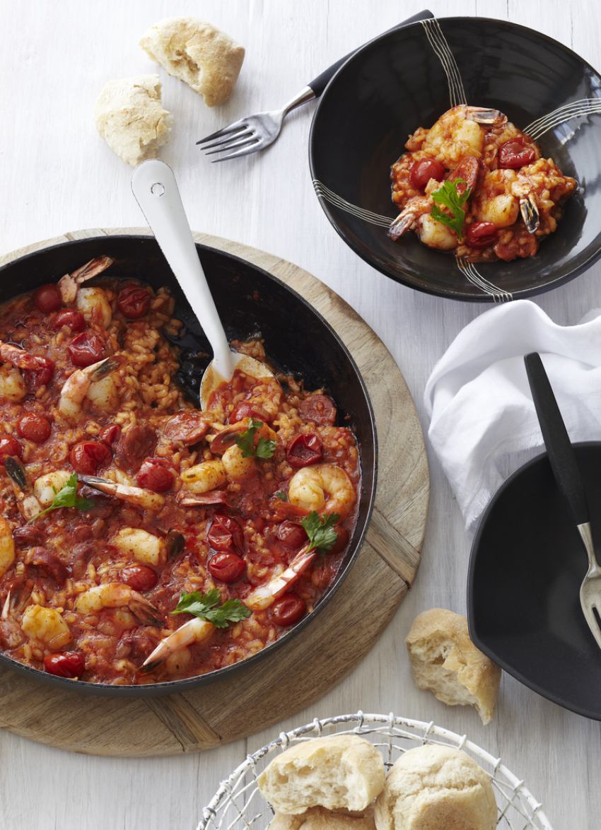 Spanish Rice with Chorizo and Prawns