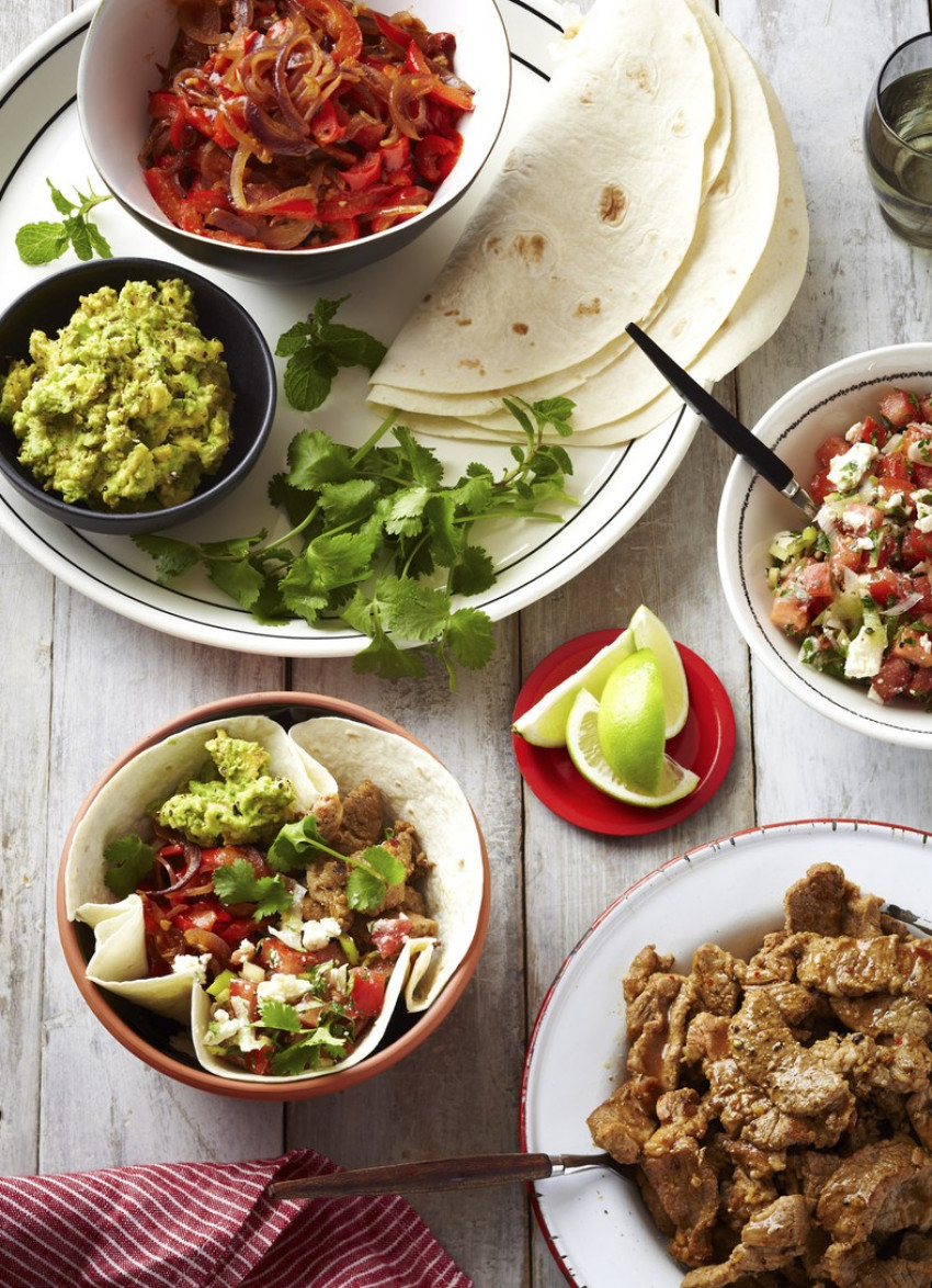 Pork Fajitas with Tomato and Feta Salsa