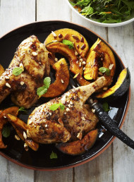 Spice Roasted Chicken with Pumpkin and Pomegranate Molasses 
