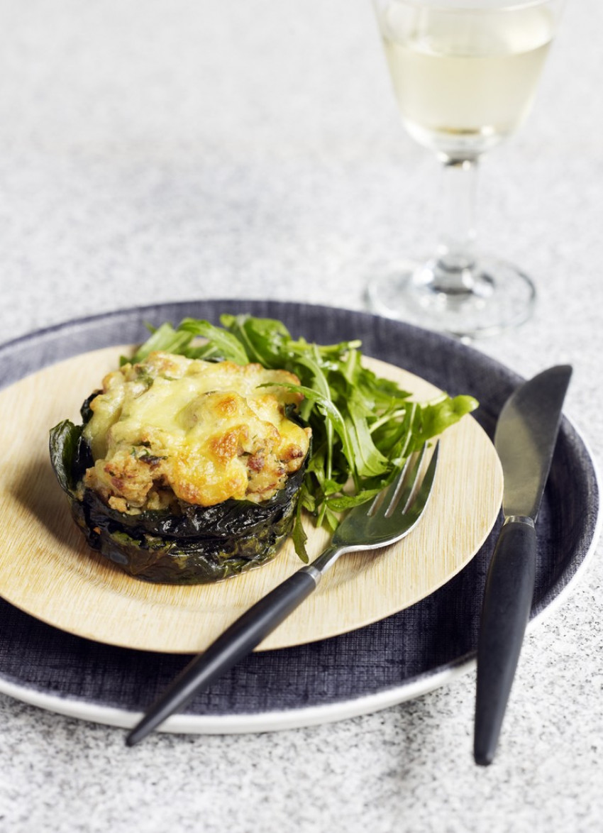 Stuffed Mushrooms Baked in Silverbeet Leaves