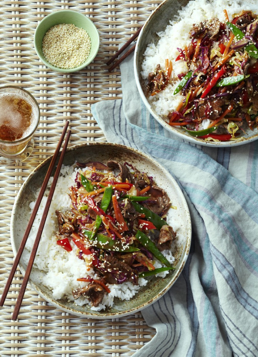  Hoisin Beef with Lime and Snowpeas