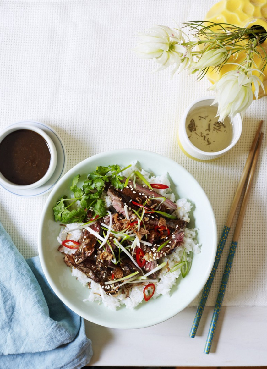 Sugar and Soy Glazed Steak and Rice