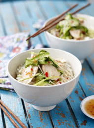 Sesame and Soy Steamed Chicken with Cucumber and a Lime Dressing