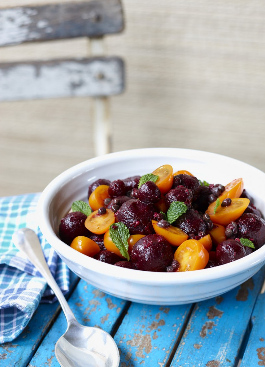 Beetroot and Tomato Salad with Capers and Mint