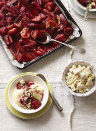 Roasted Rhubarb and Strawberries with Orange and Balsamic Vinegar