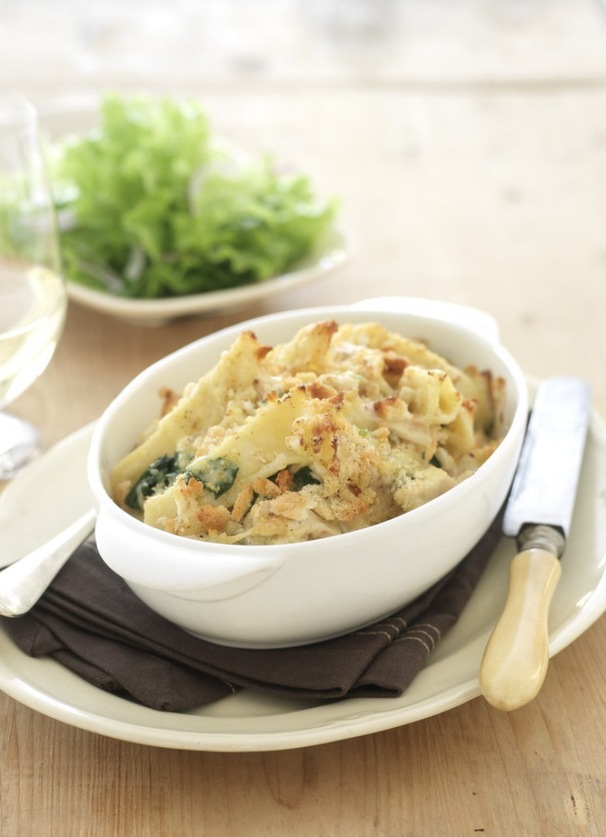 Chicken, Spinach and Pasta Gratin