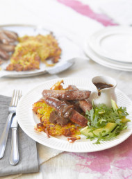 Oven Baked Potato Rosti, Sausages and Onion Gravy 